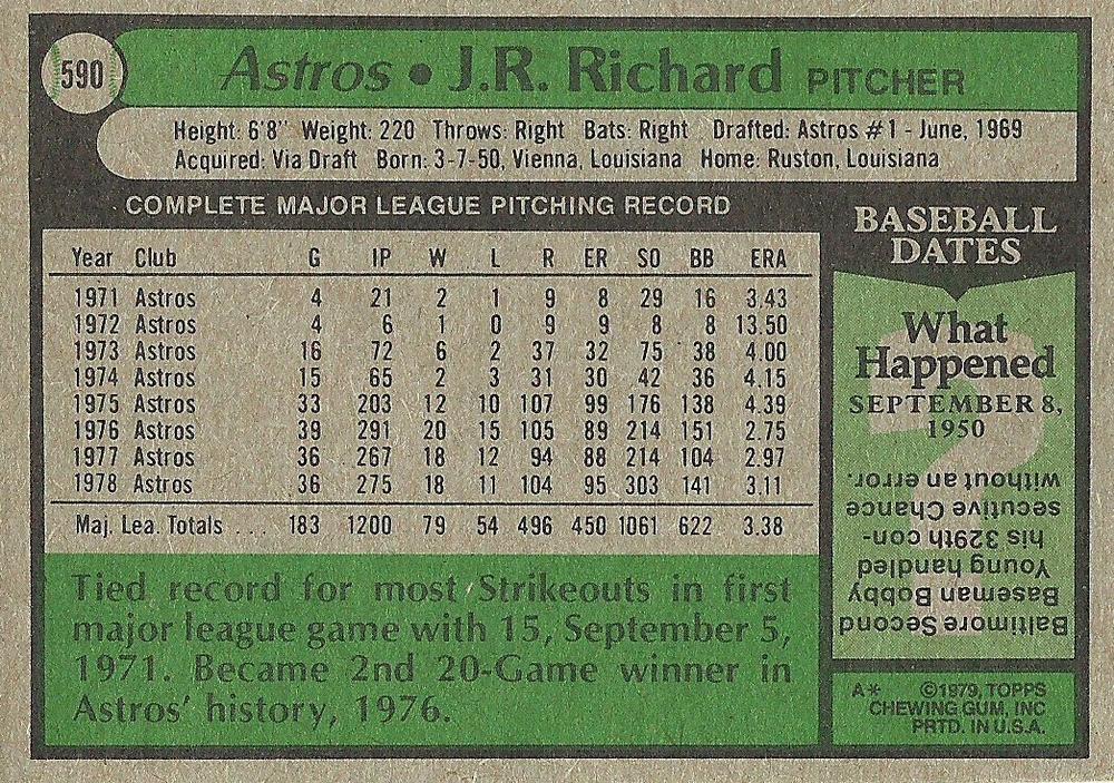 J.R. Richard  baseball card collectible - Main Image 2