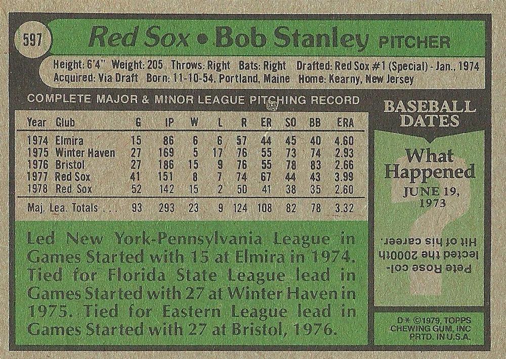 Bob Stanley  baseball card collectible - Main Image 2