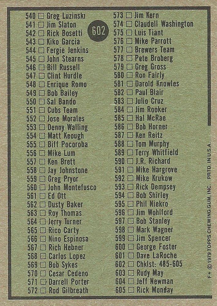 Checklist: 485-605  baseball card collectible - Main Image 2