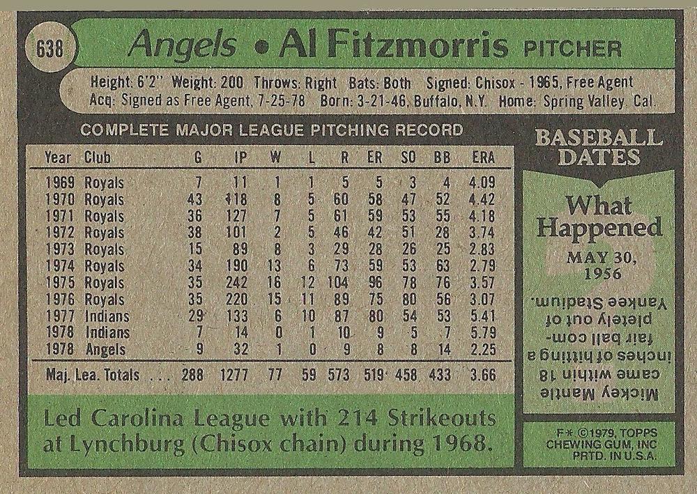 Al Fitzmorris  baseball card collectible - Main Image 2