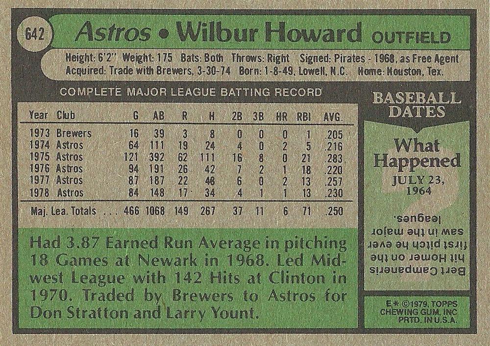 Wilbur Howard  baseball card collectible - Main Image 2
