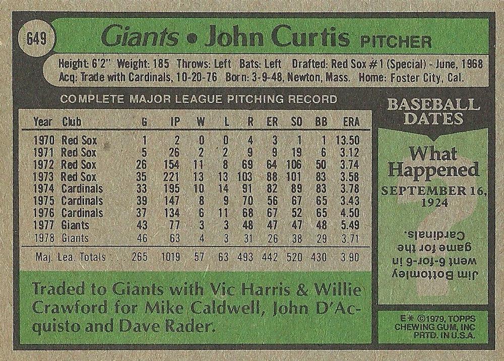 John Curtis  baseball card collectible - Main Image 2