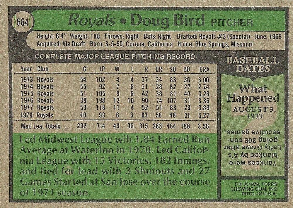 Doug Bird  baseball card collectible - Main Image 2