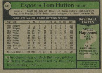 Tom Hutton  baseball card collectible - Main Image 2