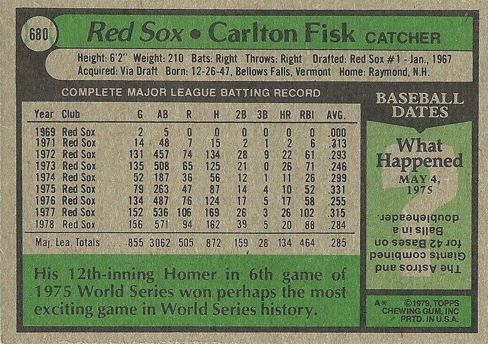 Carlton Fisk  baseball card collectible - Main Image 2
