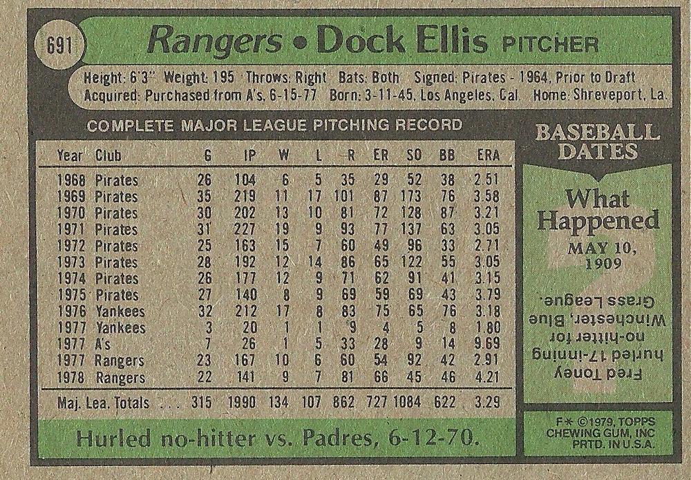 Dock Ellis  baseball card collectible - Main Image 2