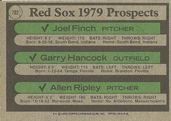 Red Sox 1979 Prospects (Joel Finch / Garry Hancock / Allen Ripley)  baseball card collectible - Main Image 2