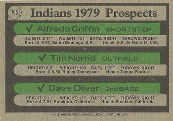 Indians 1979 Prospects (Alfredo Griffin / Tim Norrid / Dave Oliver)  baseball card collectible - Main Image 2