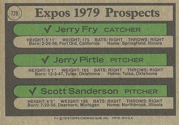 Expos 1979 Prospects (Jerry Fry / Gerry Pirtle / Scott Sanderson)  baseball card collectible - Main Image 2