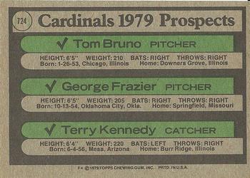 Cardinals 1979 Prospects (Tom Bruno / George Frazier / Terry Kennedy)  baseball card collectible - Main Image 2