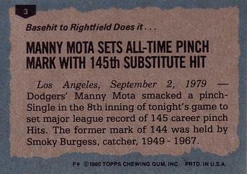 Manny Mota  baseball card collectible - Main Image 2