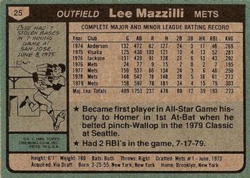 Lee Mazzilli  baseball card collectible - Main Image 2