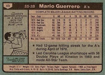 Mario Guerrero  baseball card collectible - Main Image 2