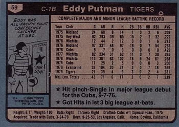 Eddy Putman  baseball card collectible - Main Image 2