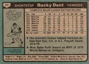 Bucky Dent  baseball card collectible - Main Image 2