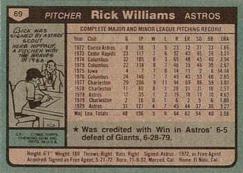 Rick Williams  baseball card collectible - Main Image 2