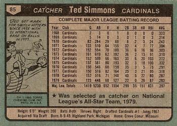 Ted Simmons  baseball card collectible - Main Image 2
