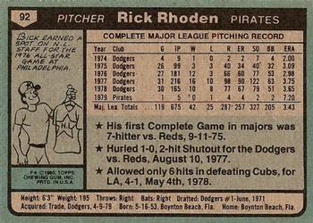 Rick Rhoden  baseball card collectible - Main Image 2
