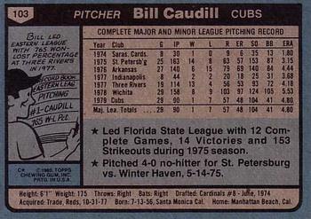 Bill Caudill  baseball card collectible - Main Image 2