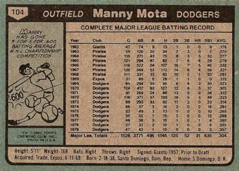 Manny Mota  baseball card collectible - Main Image 2
