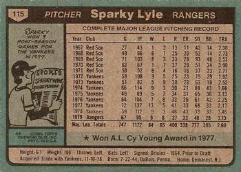 Sparky Lyle  baseball card collectible - Main Image 2