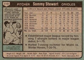 Sammy Stewart  baseball card collectible - Main Image 2