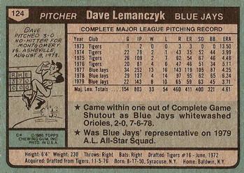 Dave Lemanczyk  baseball card collectible - Main Image 2
