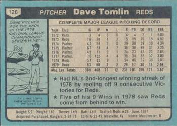 Dave Tomlin  baseball card collectible - Main Image 2