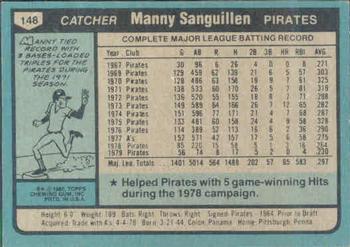 Manny Sanguillen  baseball card collectible - Main Image 2
