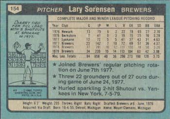 Lary Sorensen  baseball card collectible - Main Image 2