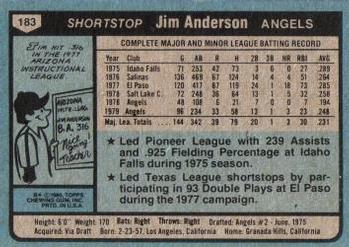 Jim Anderson  baseball card collectible - Main Image 2