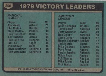1979 Victory Leaders (Joe Niekro / Phil Niekro / Mike Flanagan)  baseball card collectible - Main Image 2