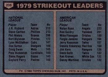 1979 Strikeout Leaders (J.R. Richard / Nolan Ryan)  baseball card collectible - Main Image 2
