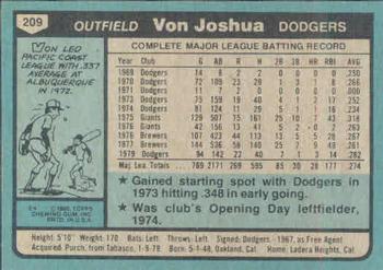 Von Joshua  baseball card collectible - Main Image 2