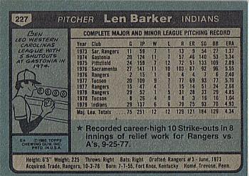 Len Barker  baseball card collectible - Main Image 2
