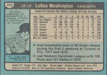 LaRue Washington  baseball card collectible - Main Image 2