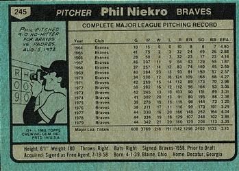 Phil Niekro  baseball card collectible - Main Image 2