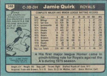 Jamie Quirk  baseball card collectible - Main Image 2