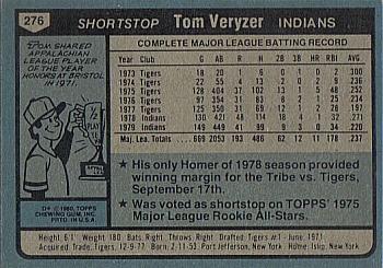 Tom Veryzer  baseball card collectible - Main Image 2