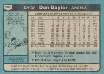Don Baylor  baseball card collectible - Main Image 2