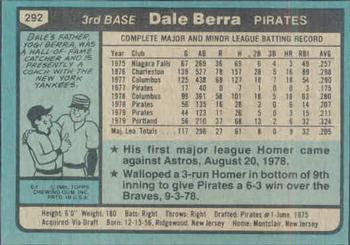 Dale Berra  baseball card collectible - Main Image 2