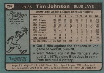 Tim Johnson  baseball card collectible - Main Image 2