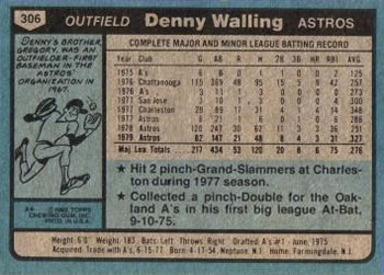 Denny Walling  baseball card collectible - Main Image 2