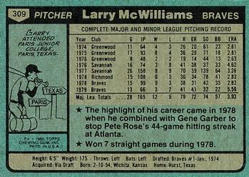 Larry McWilliams  baseball card collectible - Main Image 2