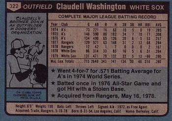 Claudell Washington  baseball card collectible - Main Image 2