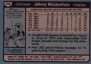 Johnny Wockenfuss  baseball card collectible - Main Image 2