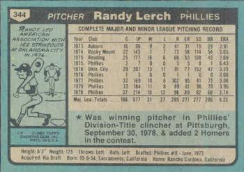 Randy Lerch  baseball card collectible - Main Image 2