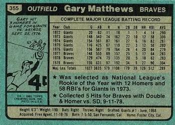 Gary Matthews  baseball card collectible - Main Image 2