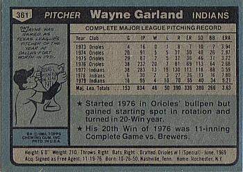 Wayne Garland  baseball card collectible - Main Image 2