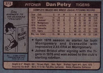 Dan Petry  baseball card collectible - Main Image 2